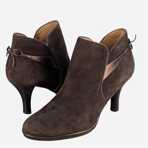 Sofft Gala Brown Suede Kitten Heel Ankle Booties - Size 6.5